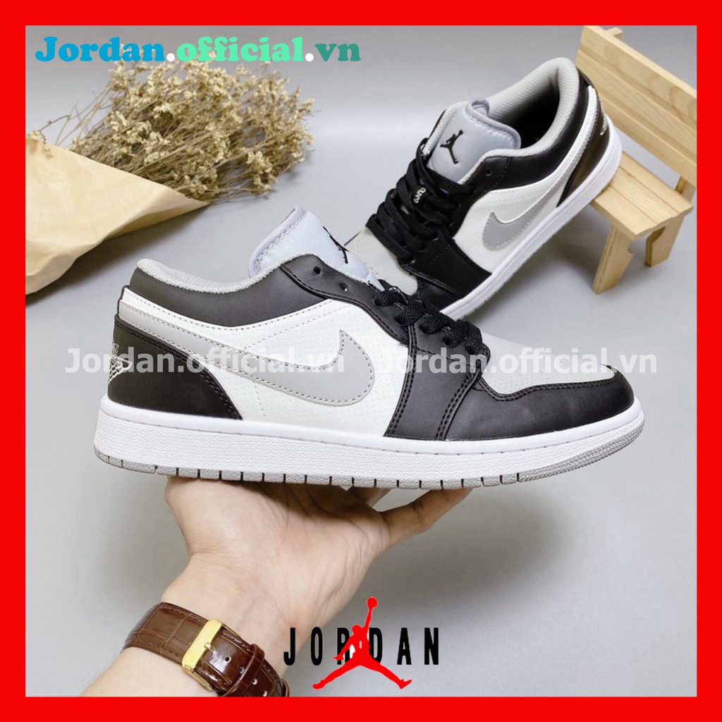 Giày Thể Thao Nam Nữ Jordan JD1 Low Ghi Đen Xám Cổ Thấp Thời Trang Full Box Bill