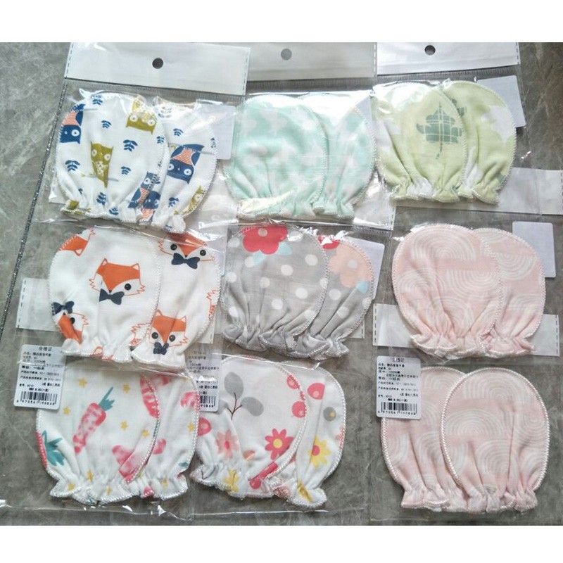 Bộ 5 đôi găng tay bằng cotton mềm mại có thể tái sử dụng cho bé 0-3 tháng tuổi