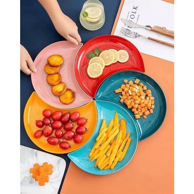 Set 5 Dĩa Nhựa Đựng Thức Ăn Bán Nguyệt - 5 DĨA BÁN NGUYỆT