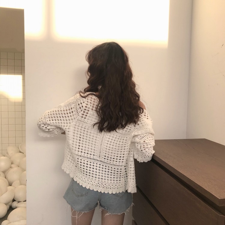 ÁO KHOÁC LEN LƯỚI CROPTOP ĐI BIỂN KL06