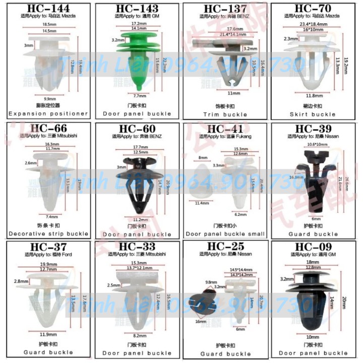 Part 7 các loại chốt nhựa vít nở nhựa ôtô loại 1 chất liệu nhựa nylon polyme OTOX
