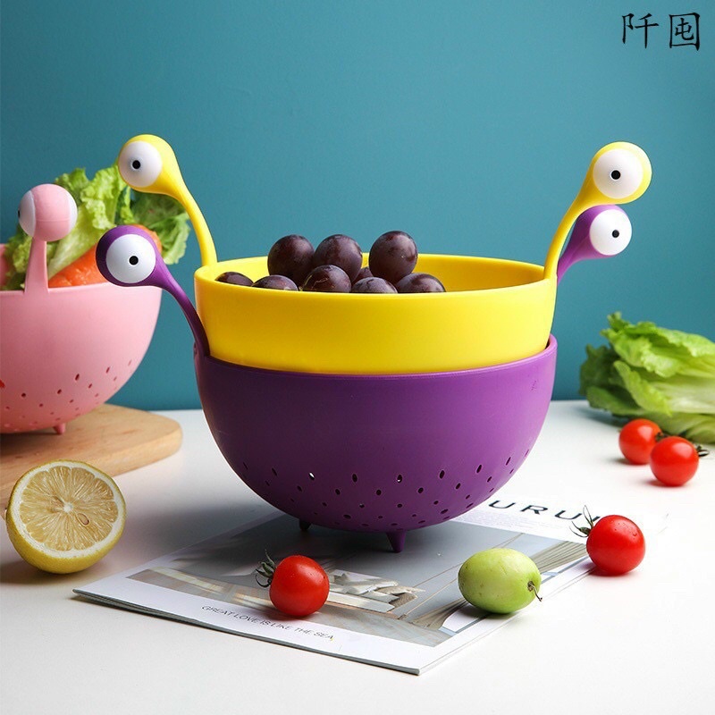 Rổ THOÁT NƯỚC HÌNH HAI CON MĂT CUTE RỬA RAU,RỬA HOA QUẢ
