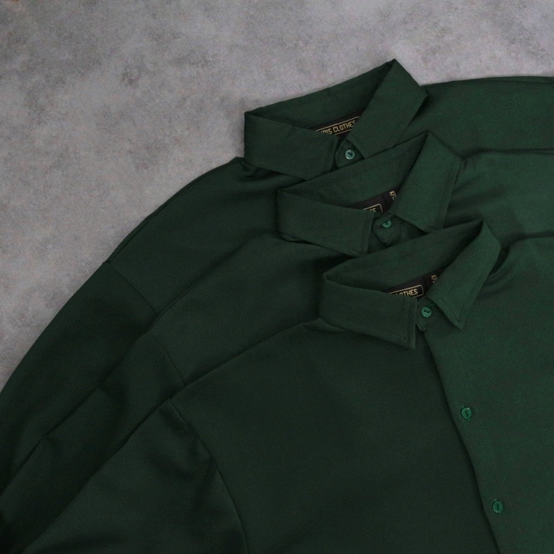 Sơ mi xanh green trầm 1.3 chất đẹp KPis Clothes sale 50% dáng rộng unisex nam nữ