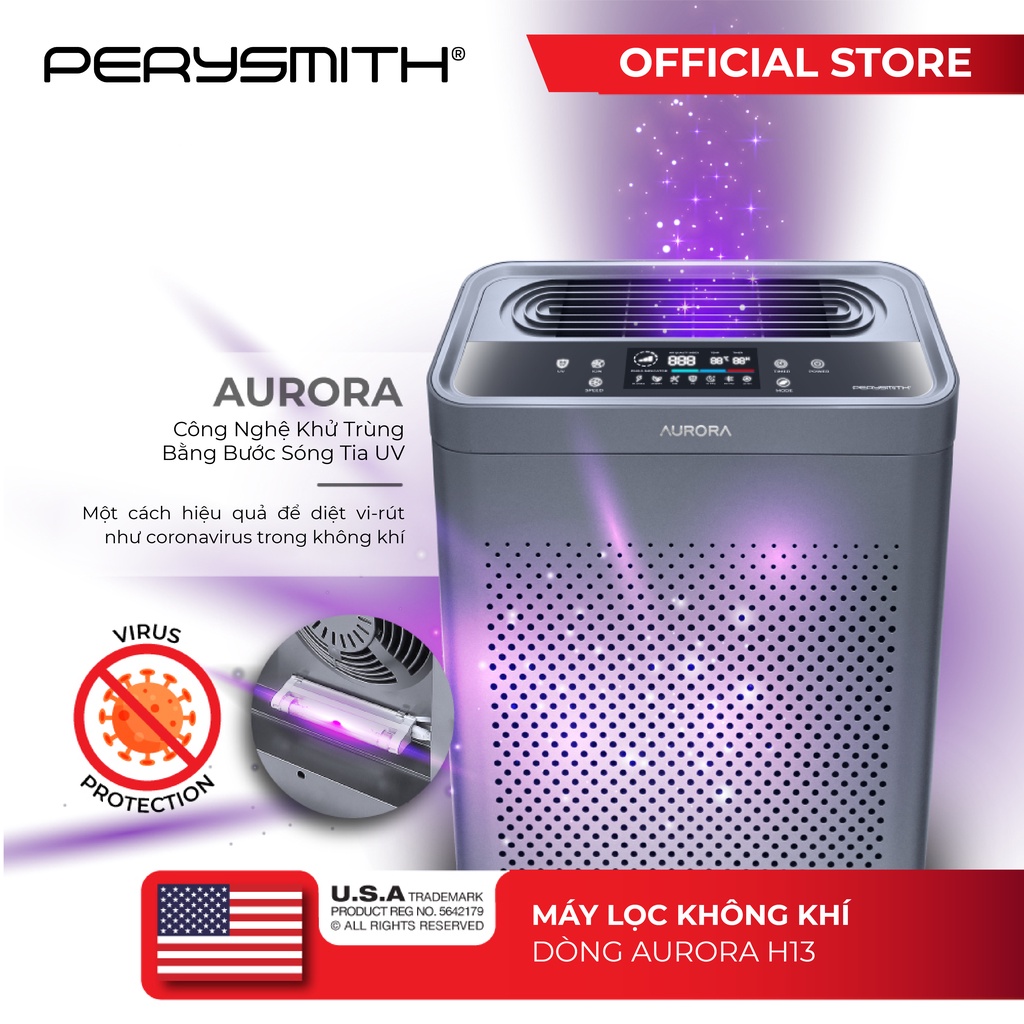 Máy lọc không khí cảm ứng Perysmith Air Purifier AURORA Series H13