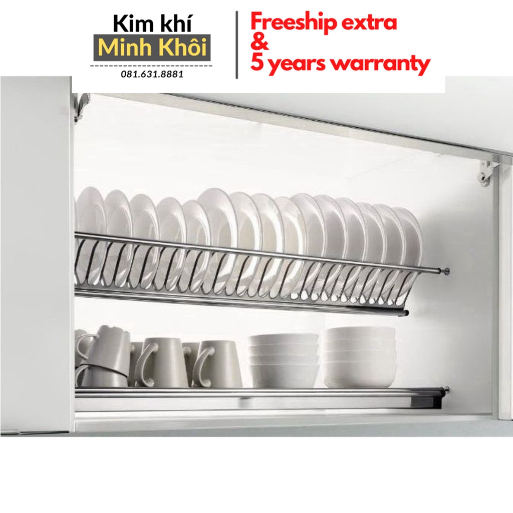 Giá Bát Cố Định Chữ V inox 304 2 Tầng, 3 Tầng có khay hứng nước lắp tủ bếp