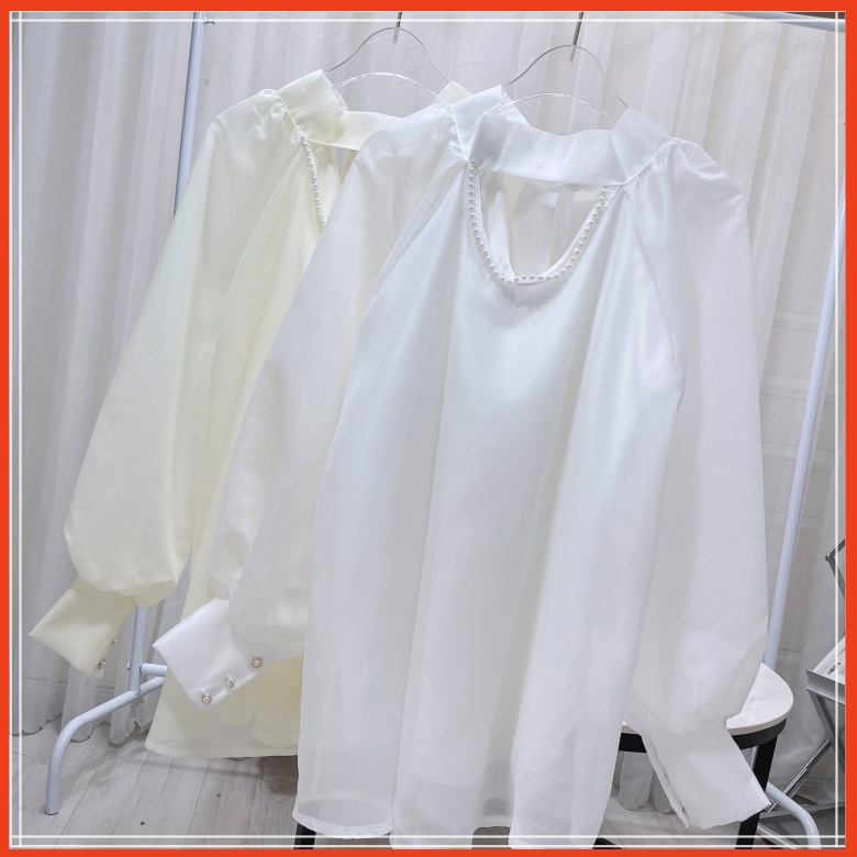 Áo sơ mi tơ óng 2 lớp cổ nơ ngọc siêu hot có ảnh thật | BigBuy360 - bigbuy360.vn