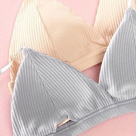 Áo lót cotton thun gân Free size không gọng cài sau -  ao nguc - Bra cài sau dây mảnh