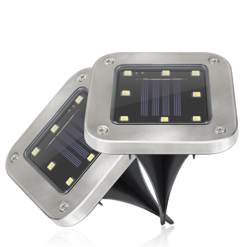 Solar 8 LED Outdoor Light Square Underground Light Waterproof Garden Park Courtyard Path Decorative Inground Lighting