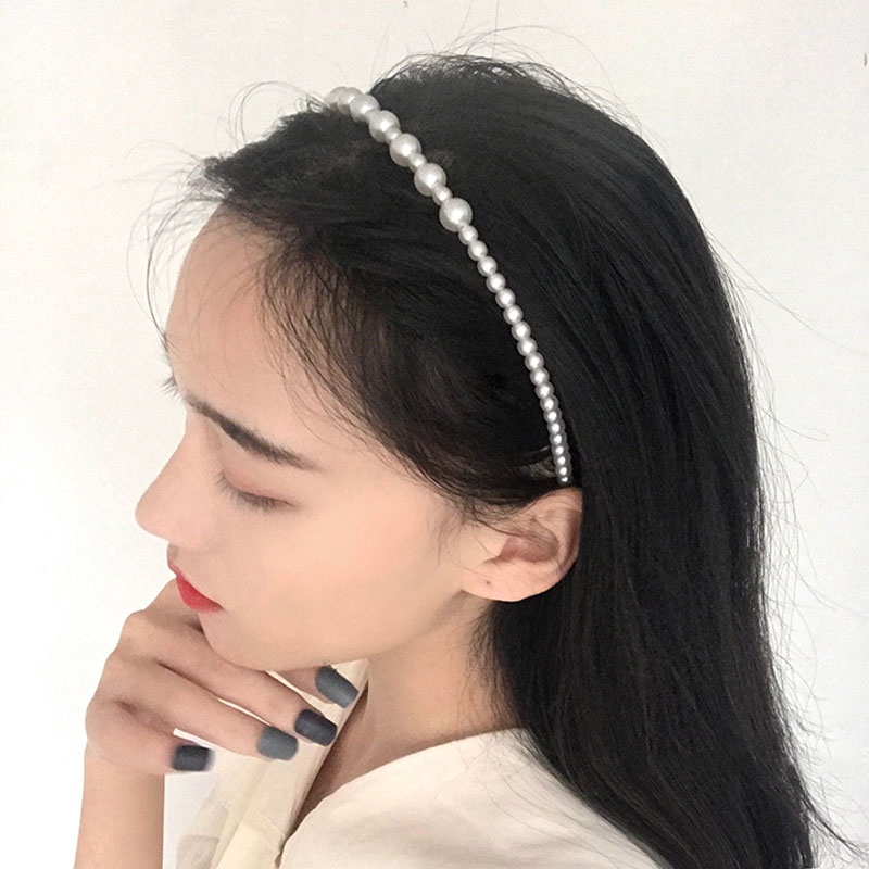 Băng đô cài tóc đính hạt ngọc trai lớn phong cách Hàn Quốc thiết kế thanh lịch cho nữ