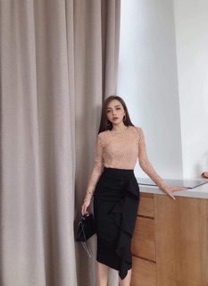 Set áo ren và chân váy ( hàng quảng châu cc)