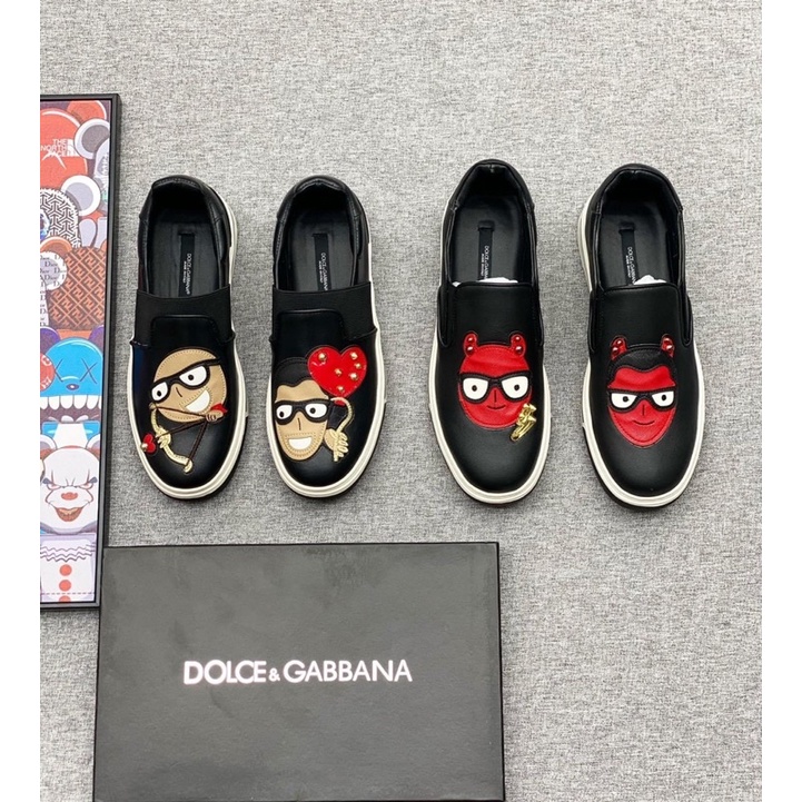 Giày Slip.on D&.G mặt đỏ-Trái tim da thật nhập khẩu💥CHUẨN 1:1💥Giày Dol.ce & Gaba.na đế đúc-Da thật nhập khẩu FULLBOX