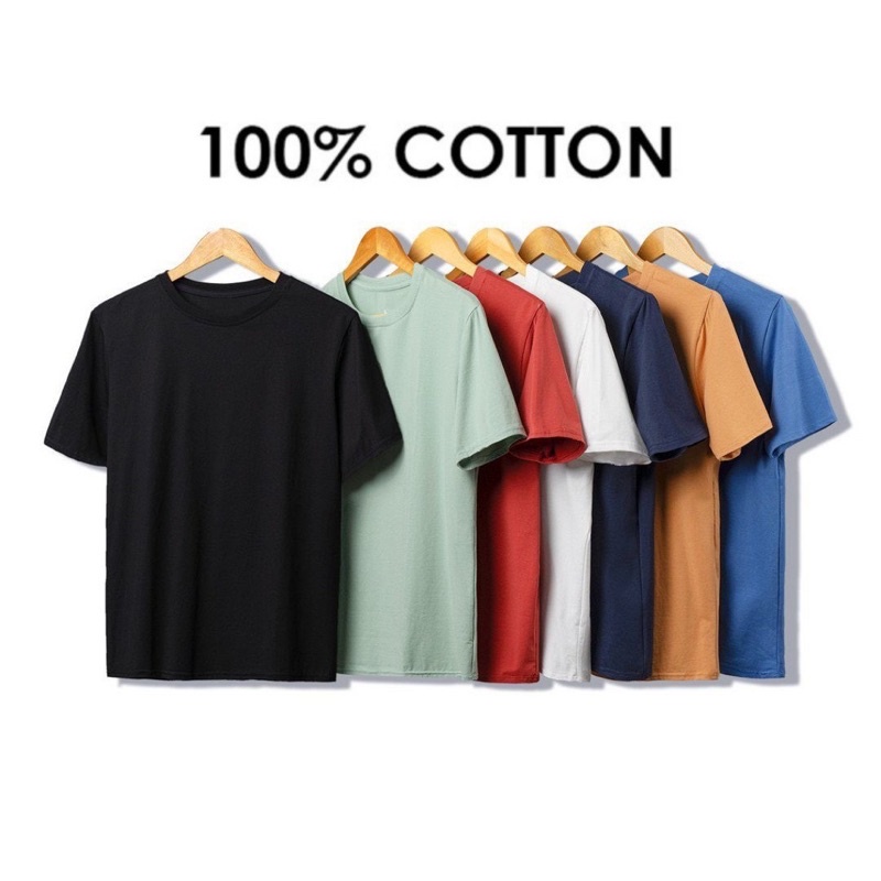 Áo thun Unisex Cotton Basic Tee phông trơn nam nữ tay lỡ oversize form rộng 7 màu | BigBuy360 - bigbuy360.vn