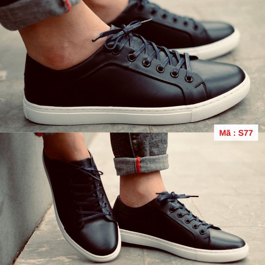 Giày Sneaker Nam Da Bò Màu Đen Đế Trâng - Màu Trắng Đế Trắng - Màu Xanh Đế Trắng | BigBuy360 - bigbuy360.vn