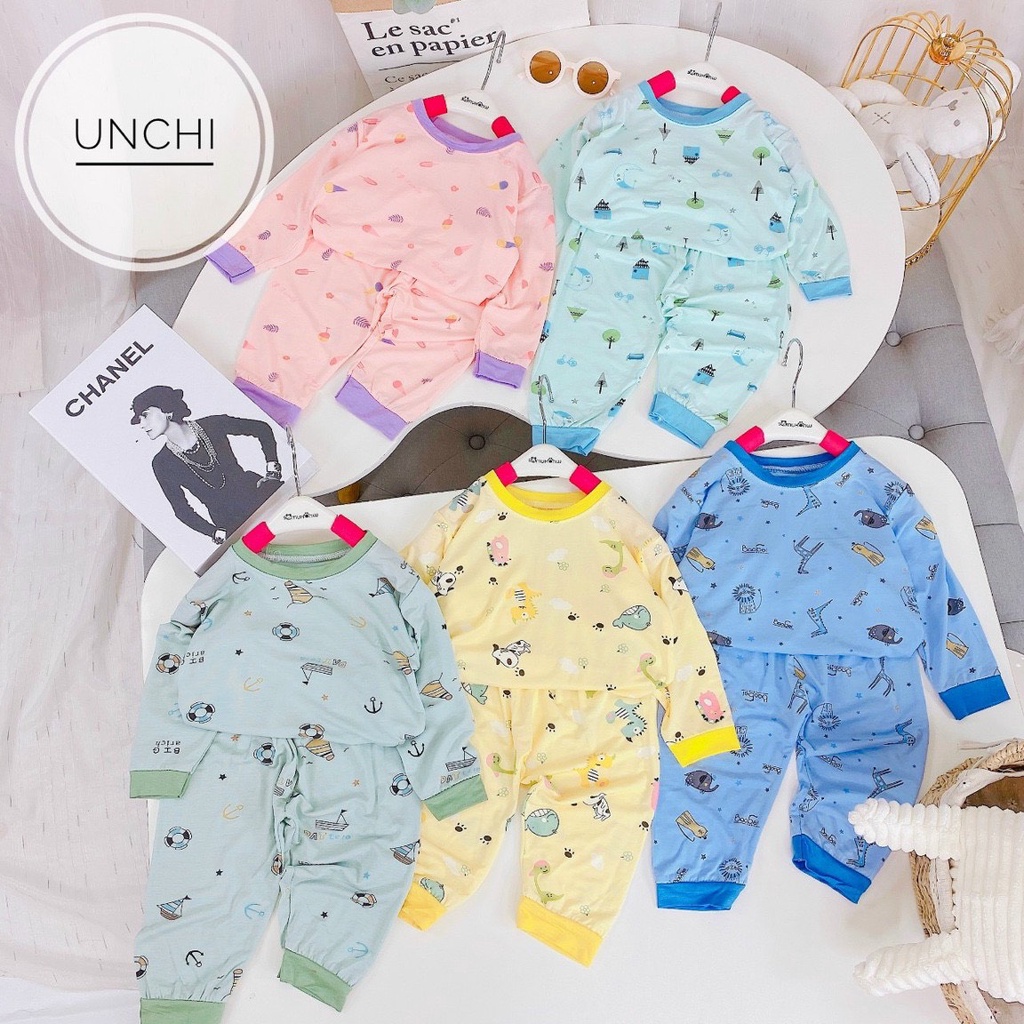 Bộ Dài Tay Cho Bé Gái, Bé Trai Minky Mom Vải Cotton in Hoạ Tiết dễ thương, Bộ Quần Áo Dài Tay Trẻ Em, Bé Mặc Điều Hòa