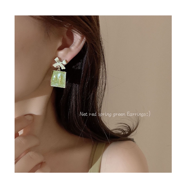 Khuyên Tai Dáng Dài Đính Đá Phong Cách Hàn Quốc Mới Cho Nữ