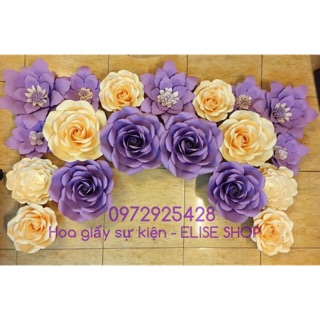 Combo nguyên liệu giấy làm hoa set tone trắng kem tím