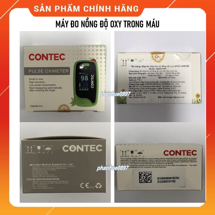 Máy đo Spo2/CONTEC/CMS50PRO/CMS50D2/Máy đo nồng độ oxy trong máu, nhịp tim và chỉ số Pi/Tặng pin