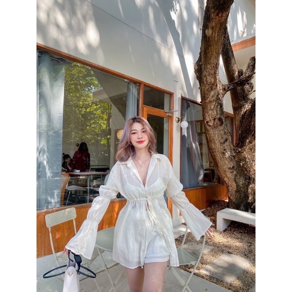 set áo tay dài phồng quần short thái lan 2022 new