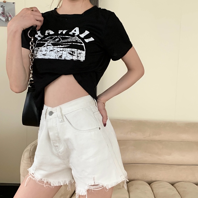 Quần Short Denim Nữ Lưng Cao Thời Trang Mùa Hè
