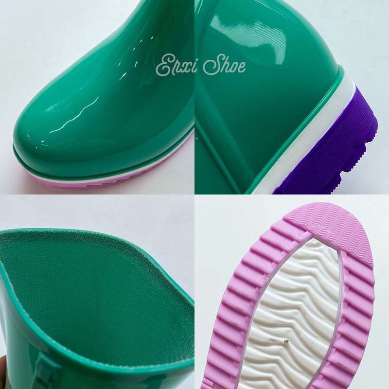 Oeteo Giày Bốt Cao Su Đế Bằng Đi Mưa Cho Nữ