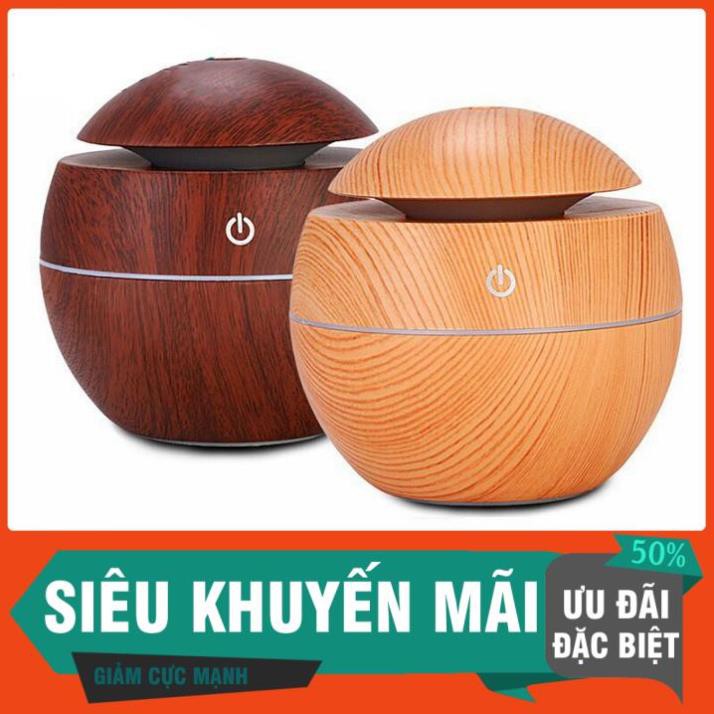 Máy Xông Tinh Dầu Phun Sương Thiết Kế Vân Gỗ ( Cổ cao & Hình tròn )