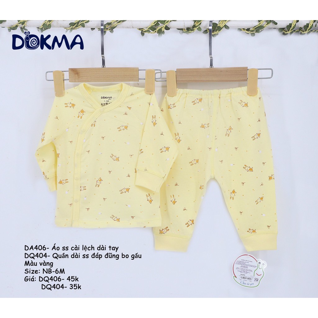 Bộ sơ sinh bé trai bé gái khuy cài lệch Dokma DA406.DQ404