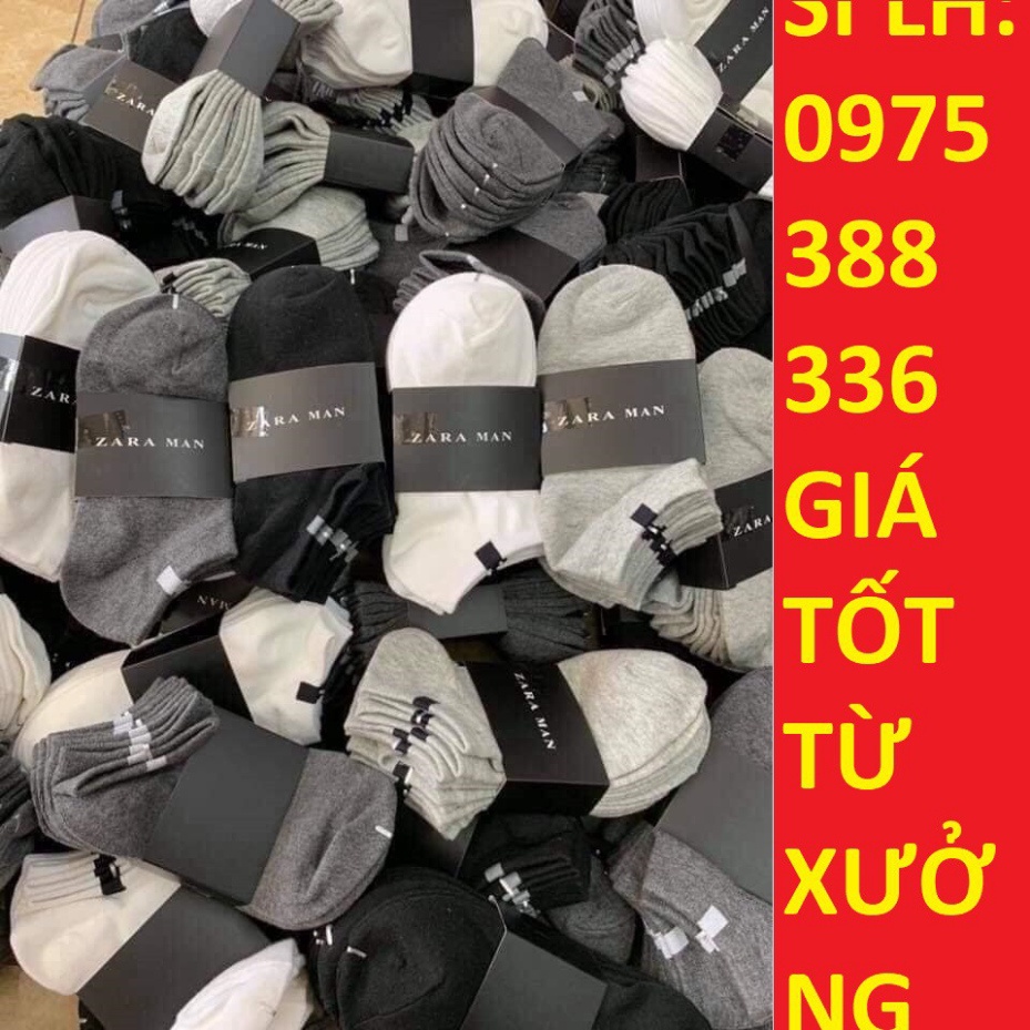 10 Tất Nam Nữ ZARA Trơn Cổ Ngắn Cao Cấp Chất Cotton 100% .ĐT.Lv