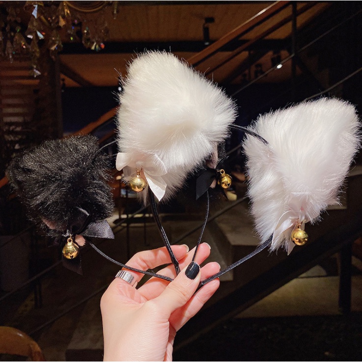 PVN47043 Bờm tai mèo lông có gắn chuông sang chảnh phong cách hàn quốc cho nữ Giá Rẻ