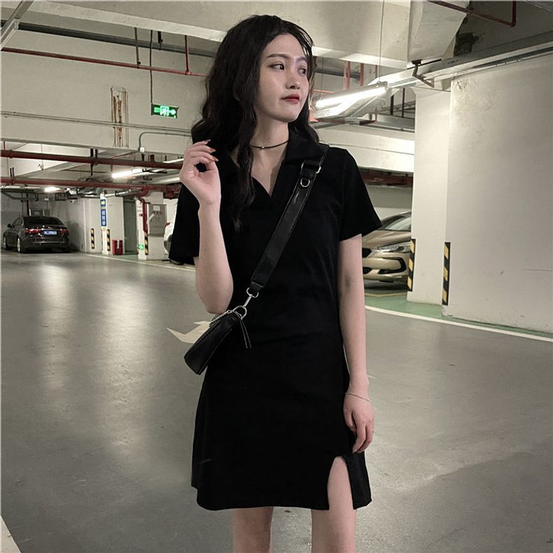 Đầm Đen Tay Ngắn Cổ Chữ V Thời Trang Cho Nữ đầm NZ-LYQ-21