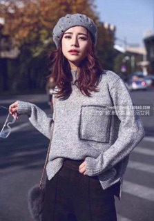 Áo len thừng túi viền