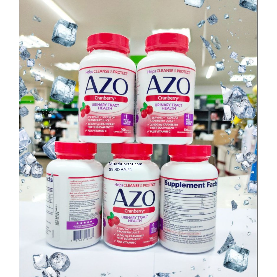 Azo Cranberry 25000mg - Viên uống hỗ trợ bàng quang và tiết niệu 100v