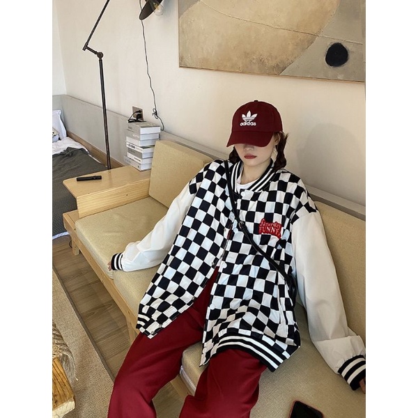 Áo bomber nỉ kẻ Caro phong cách HQ.hangtotgiare98