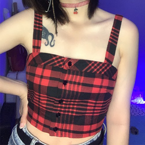 Áo 2 dây croptop - Tartan Croptop kẻ sọc