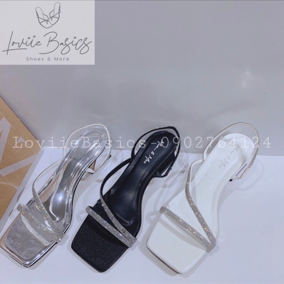 SANDAL CAO GÓT DÂY LOVIIEBASICS - GIÀY CAO GÓT QUAI MẢNH ĐÍNH ĐÁ 7CM - SANDAL GÓT NHỌN DÂY MẢNH 7 PHÂN G201254 G210428