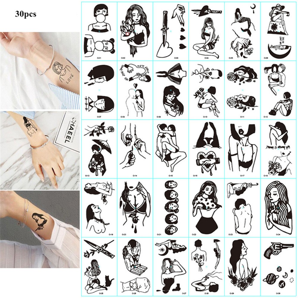 [Hàng mới về] Set 30 Hình Xăm Dán Tạm Thời Chống Nước Lâu Trôi Cá Tính Cho Nữ
