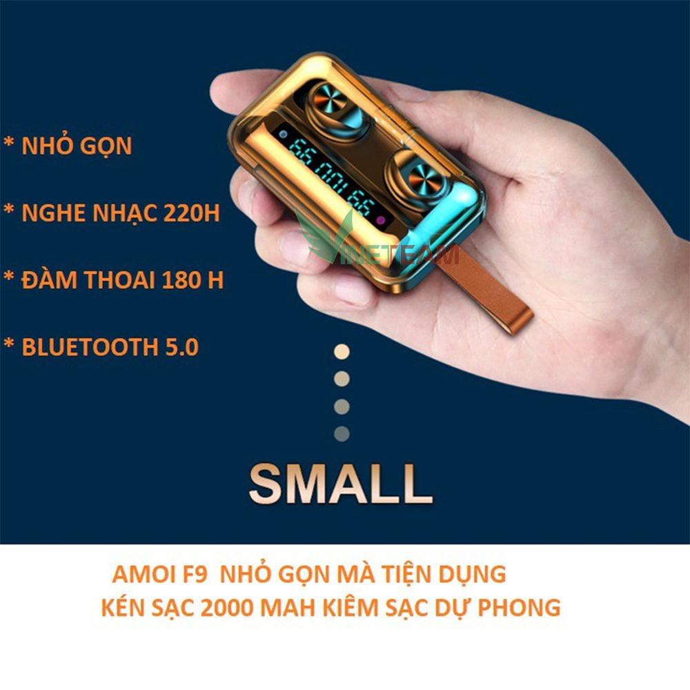 Tai Nghe Bluetooth Amoi F9 Pro Max 2020| Bản QUỐC TẾ | Nút cảm ứng | Bluetooth 5.0 | Pin 2000Mah | Sạc dự phòng -dc4132