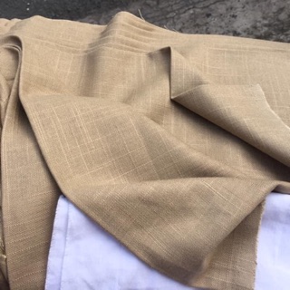 Vải Linen tưng mình gân dầy vừa màu cafe sữa!
