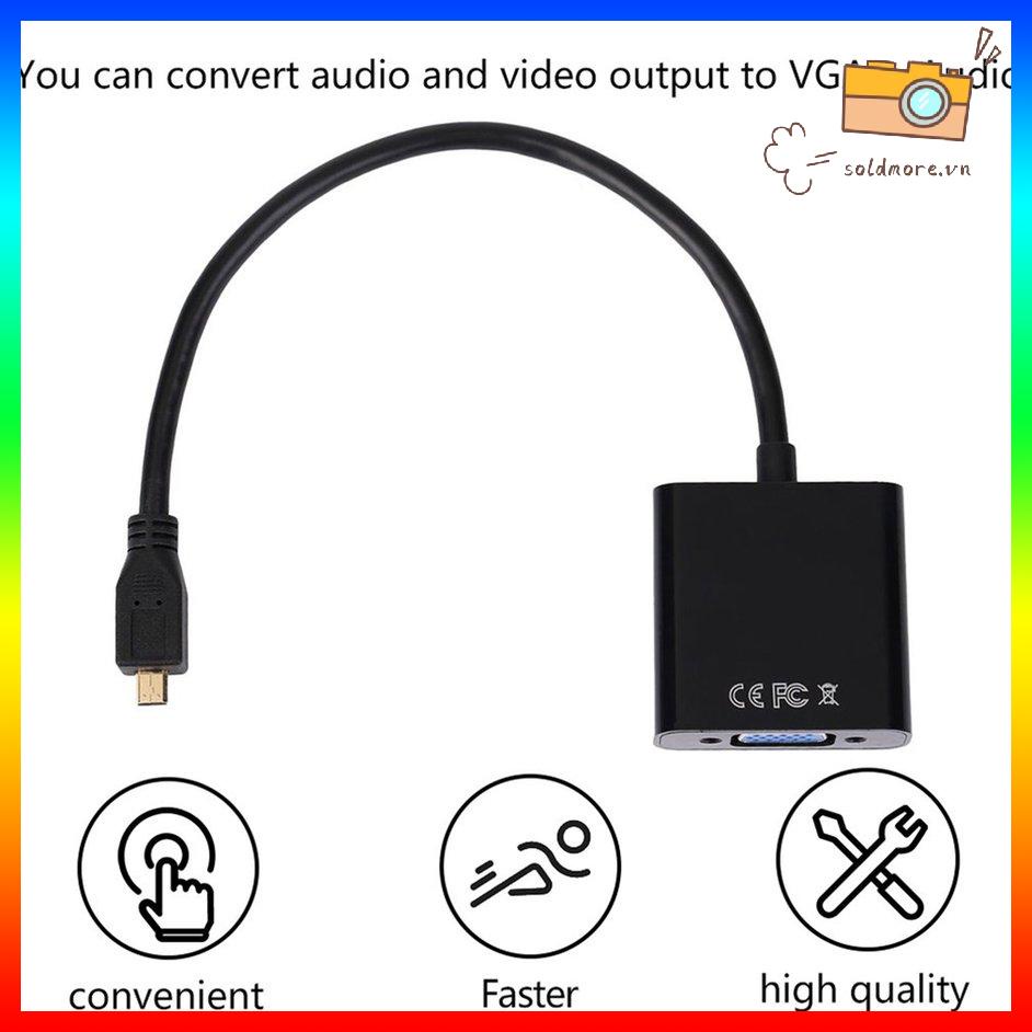Bộ chuyển đổi cáp video nữ 1080P Micro HDMI tương thích sang VGA Female