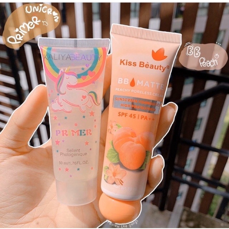 Kem nền BB Cream đào 2in1 của Kiss Beauty ( có chống nắng SPF45 và che khuyết điểm