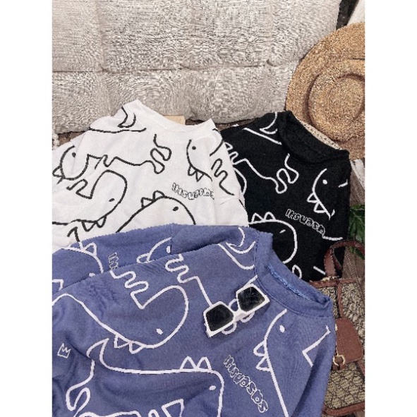 Áo sweater Unisex Áo nỉ dài tay họa tiết in hình khủng long dễ thương cá tính