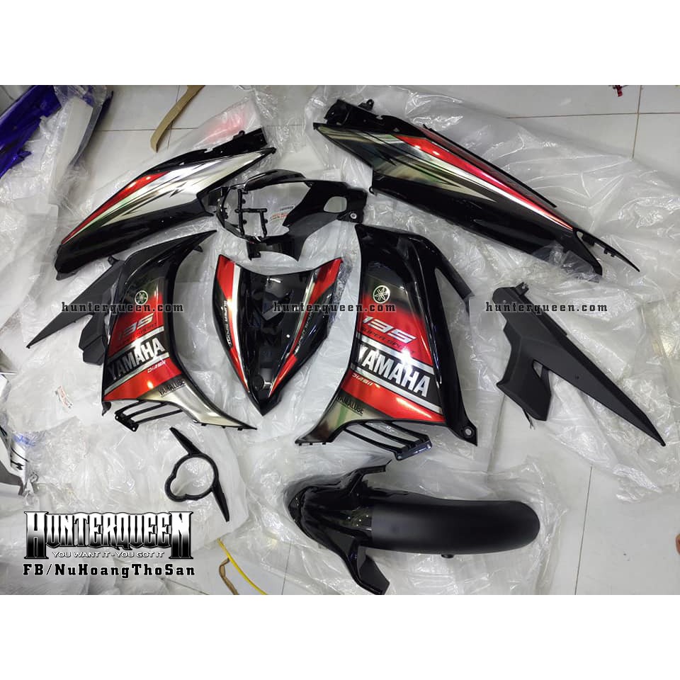 Tem rời Exciter 2011 - Chất liệu crom - YAMAHA LC đỏ đen - Tùy chỉnh theo yêu cầu - Tem chế Exciter 135 chất lượng cao