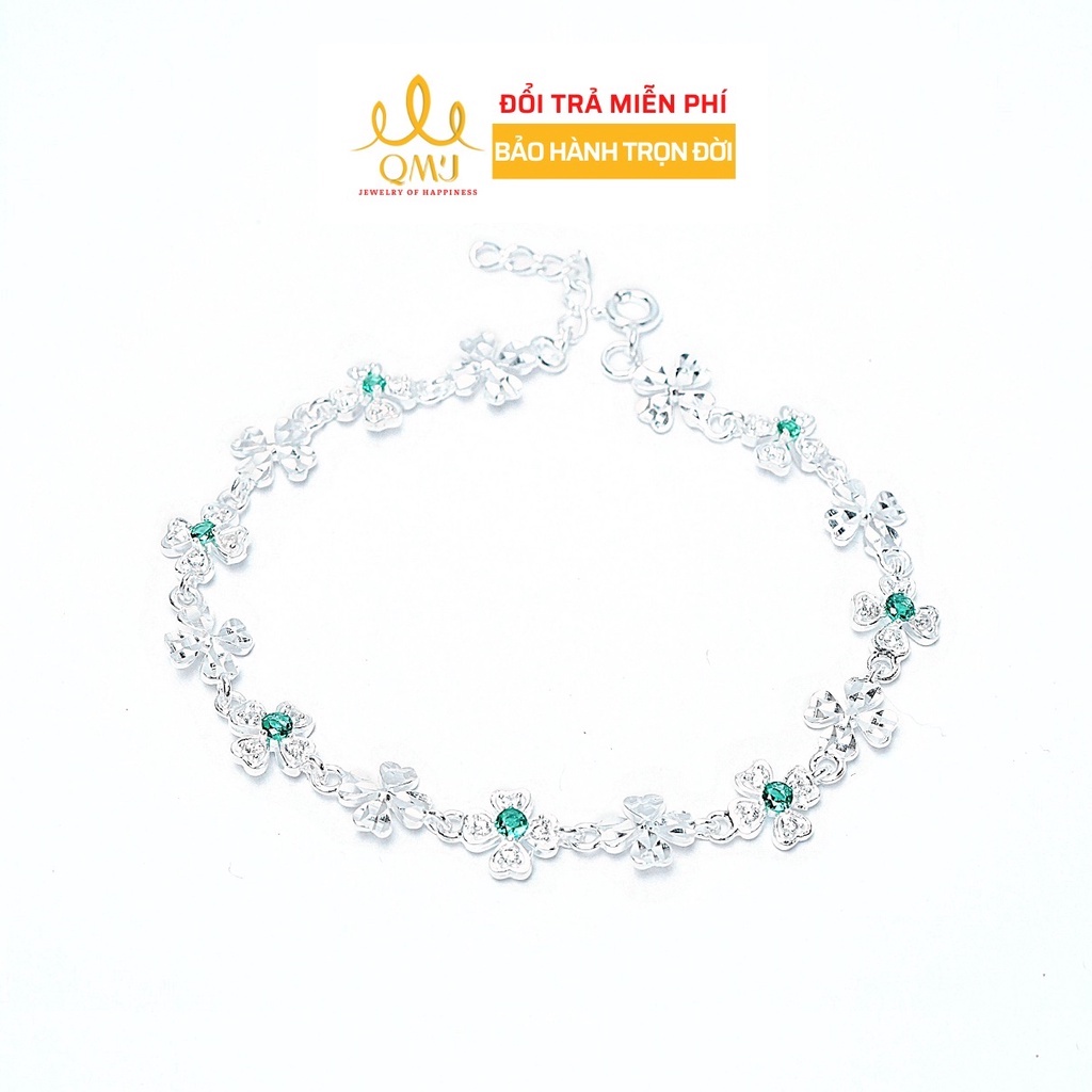 Lắc tay QMJ Hoa bốn lá hạnh phúc bạc 925 cao câp Q165