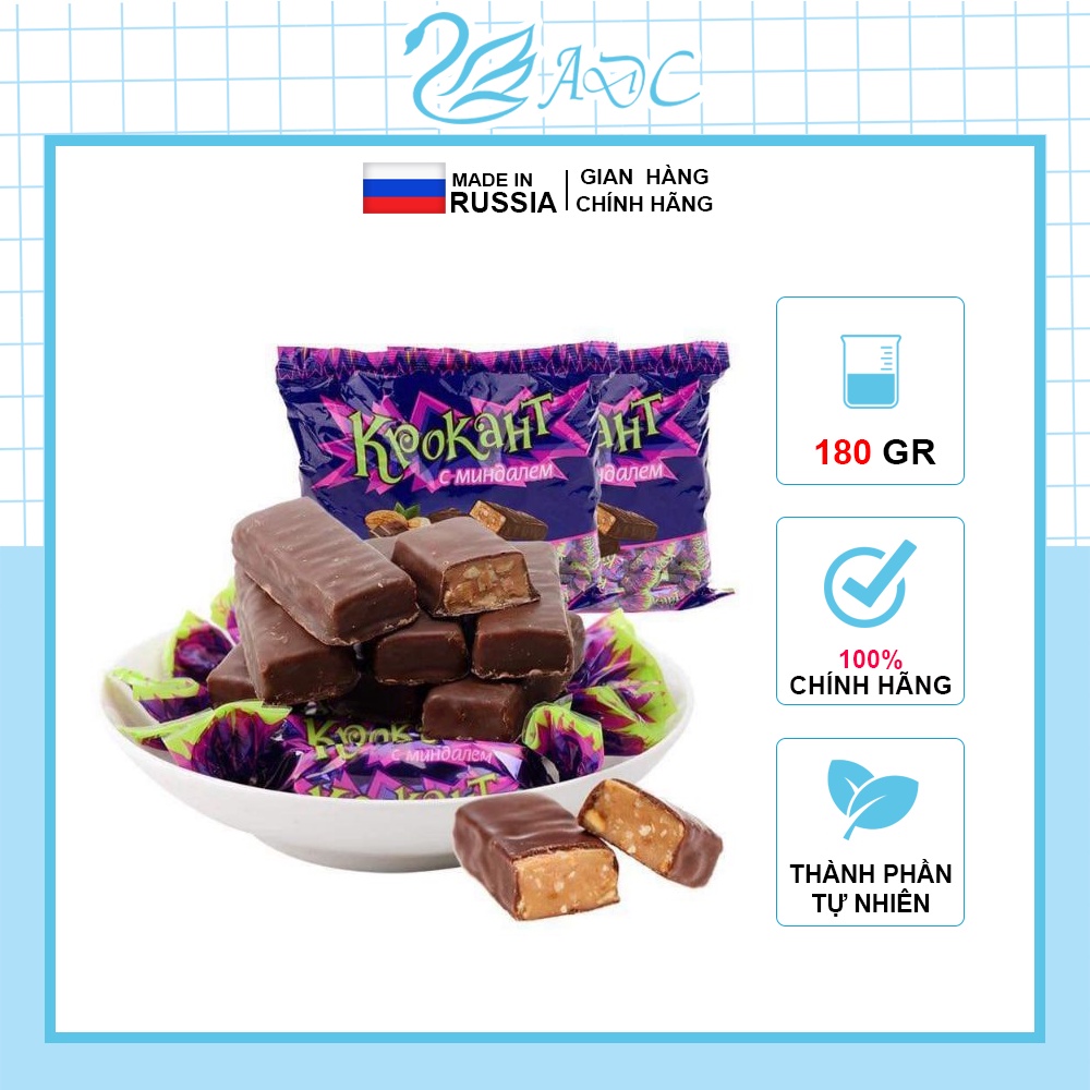 Kẹo socola hạnh nhân KpokaHT,kẹo tím NGA nhập khẩu chính hãng gói 180G, 500G