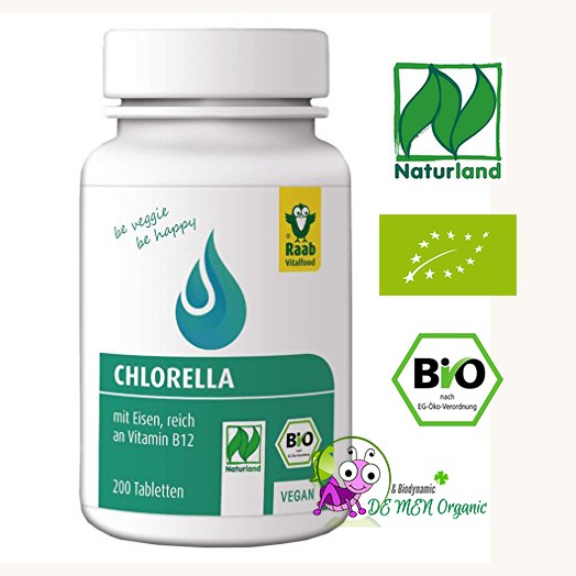 Tảo lục hữu cơ Chlorella Raab Vitalfood (200 viên)