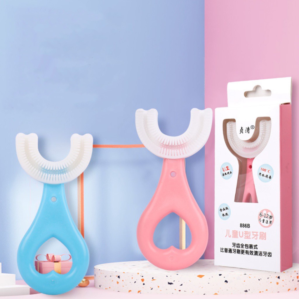 [Hàng mới về] Bàn chải đánh răng silicon hình chữ U cho bé trên 1 tuổi