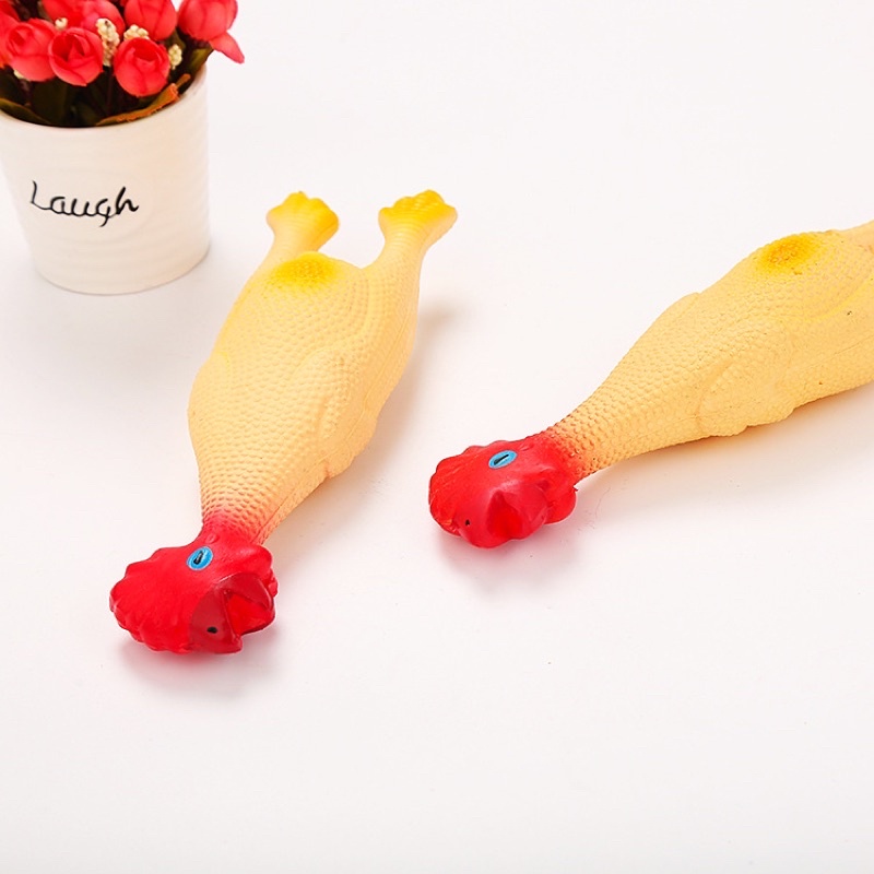 đồ chơi nhựa gà trống và vịt nằm cho chó mèo