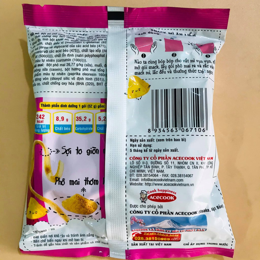 Snack mì Nà Ní vị phômai /trứng muối  gói 52g