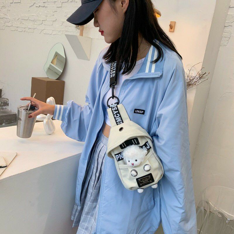 Túi Đeo Chéo Kèm Gấu Bông Như Hình, Túi Tote Gấu Bông Xinh Yêu 0003