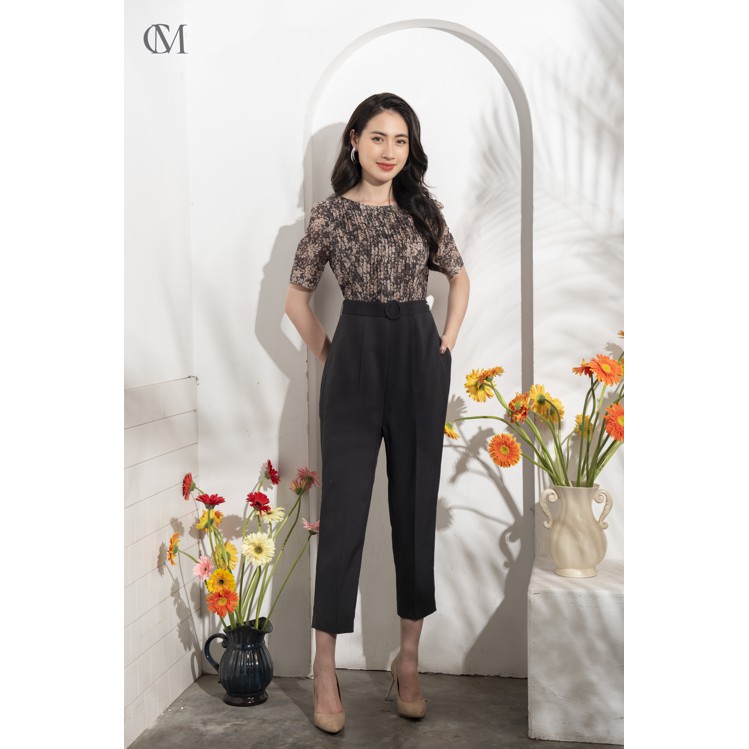 Jumpsuit Dài, Phối Hoạ Tiết Thân Trên, Xếp Ly Thân Trước, Có Túi, Phong Cách Công Sở, Đi Chơi Clara Mare - JUM3002