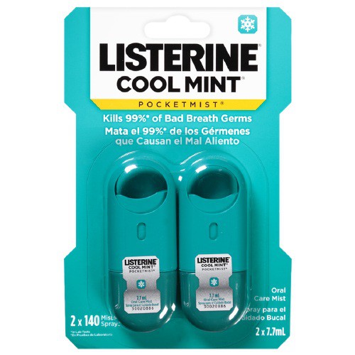 Bộ 2 xịt thơm miệng Listerine Cool Mint Pocket Mist  2*7,7ml của Mỹ